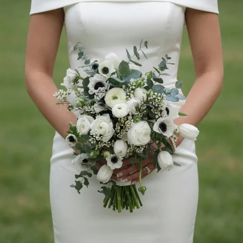 Anemone Wedding Bouquet Timeless White Elegance