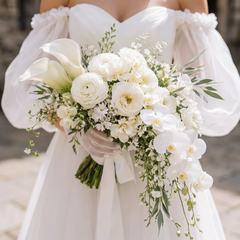 White wedding bouquet Timeless Orchid Garden Bliss