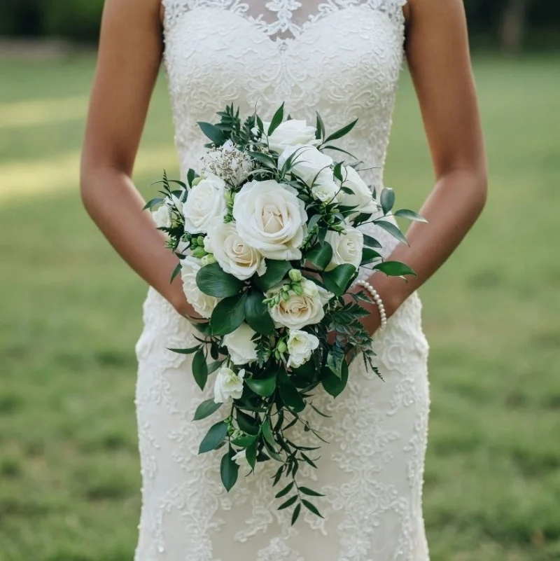 White Wedding Bouquet Timeless Greenery