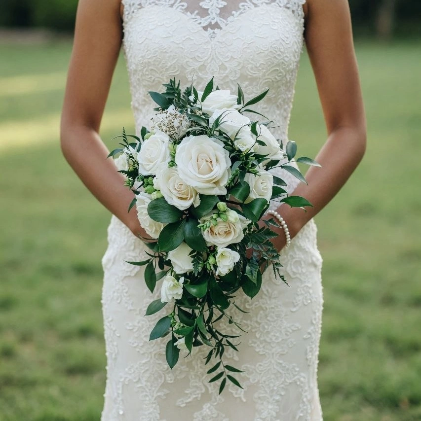 White Wedding Bouquet Timeless Greenery