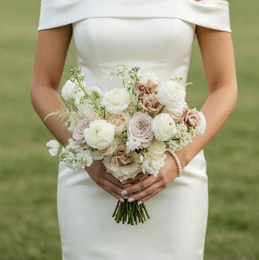White Wedding Bouquet Blush Garden Grace