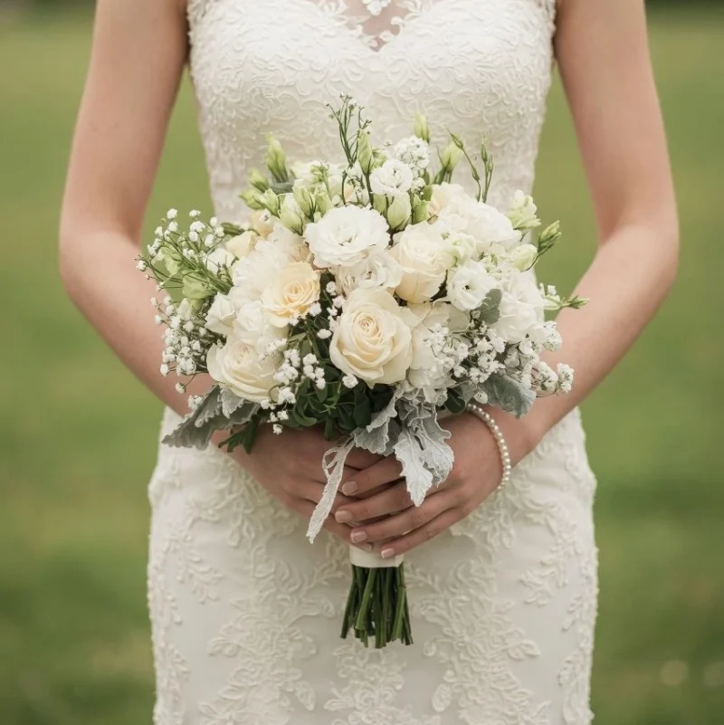 White Wedding Bouquet Garden Elegance