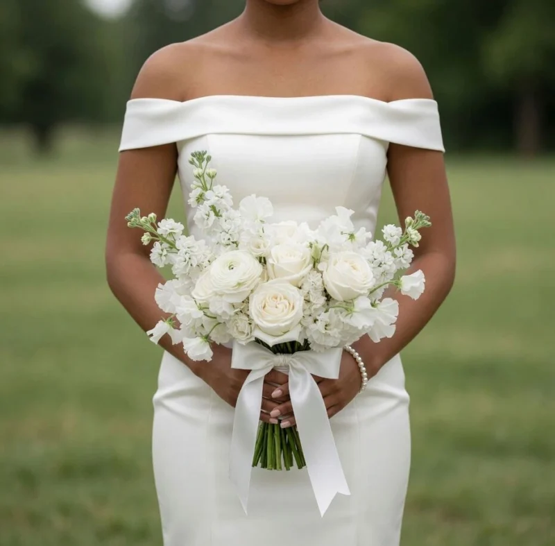 White Wedding Bouquet Classic Ivory Charm