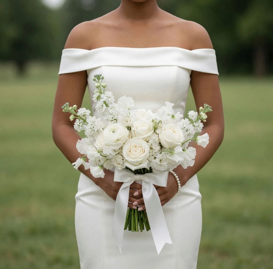 White Wedding Bouquet Classic Ivory Charm