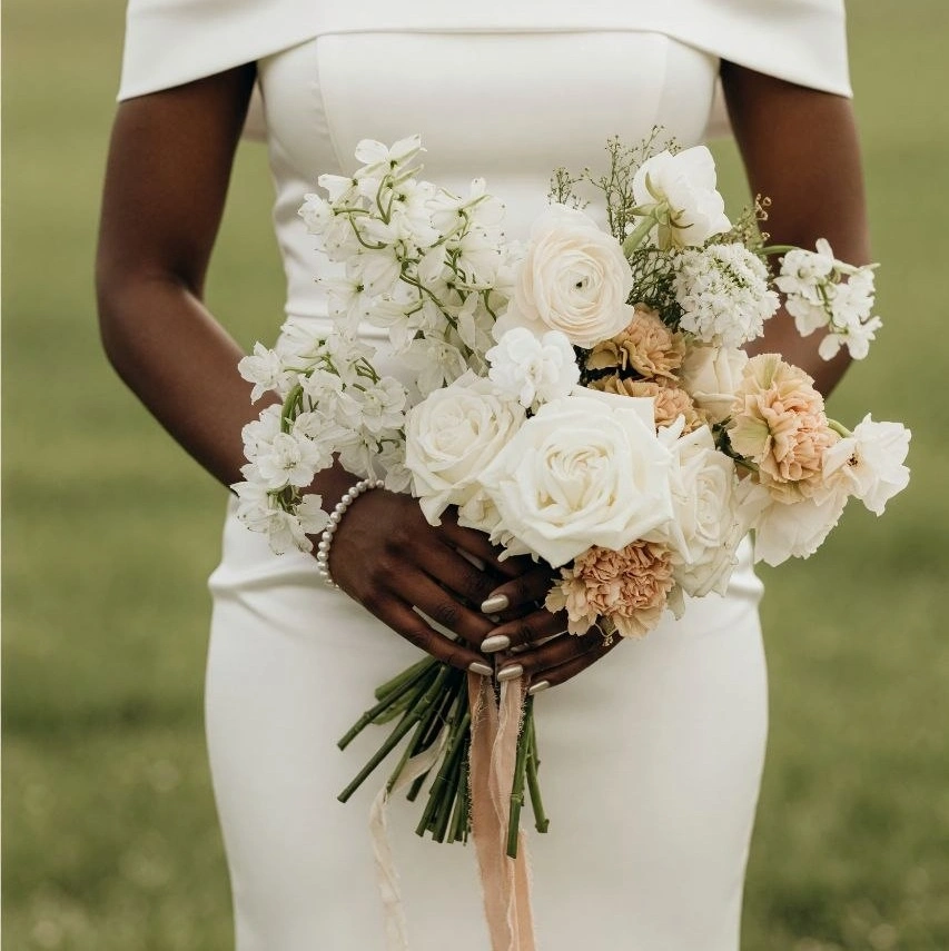 White Wedding Bouquet Soft Blush Romance