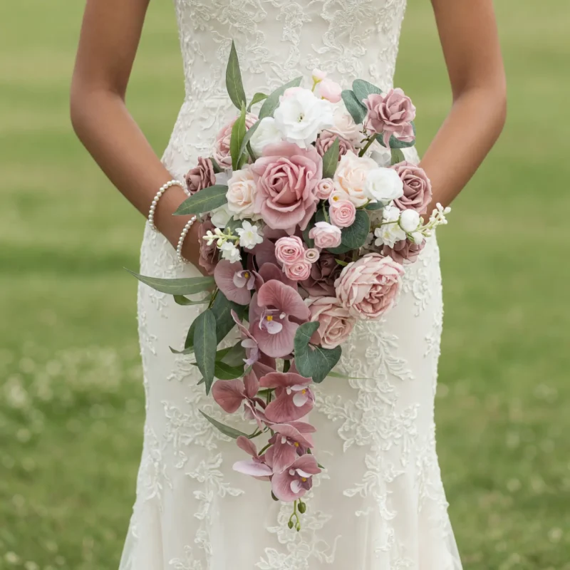 Pink Wedding Bouquet Dusty Rose Cascade