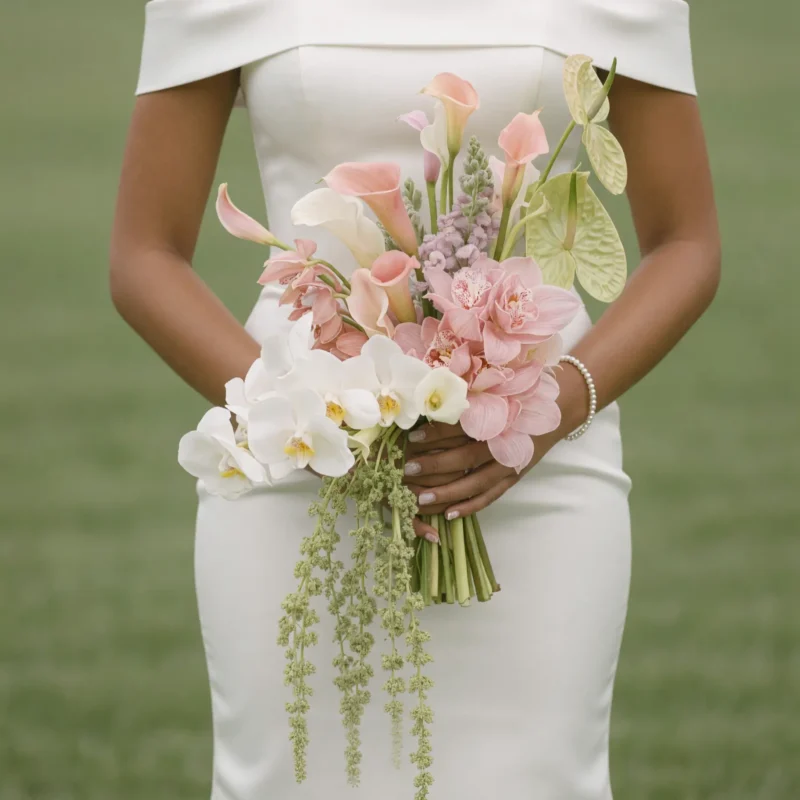 Pink Wedding Bouquet Modern Tropical Charm