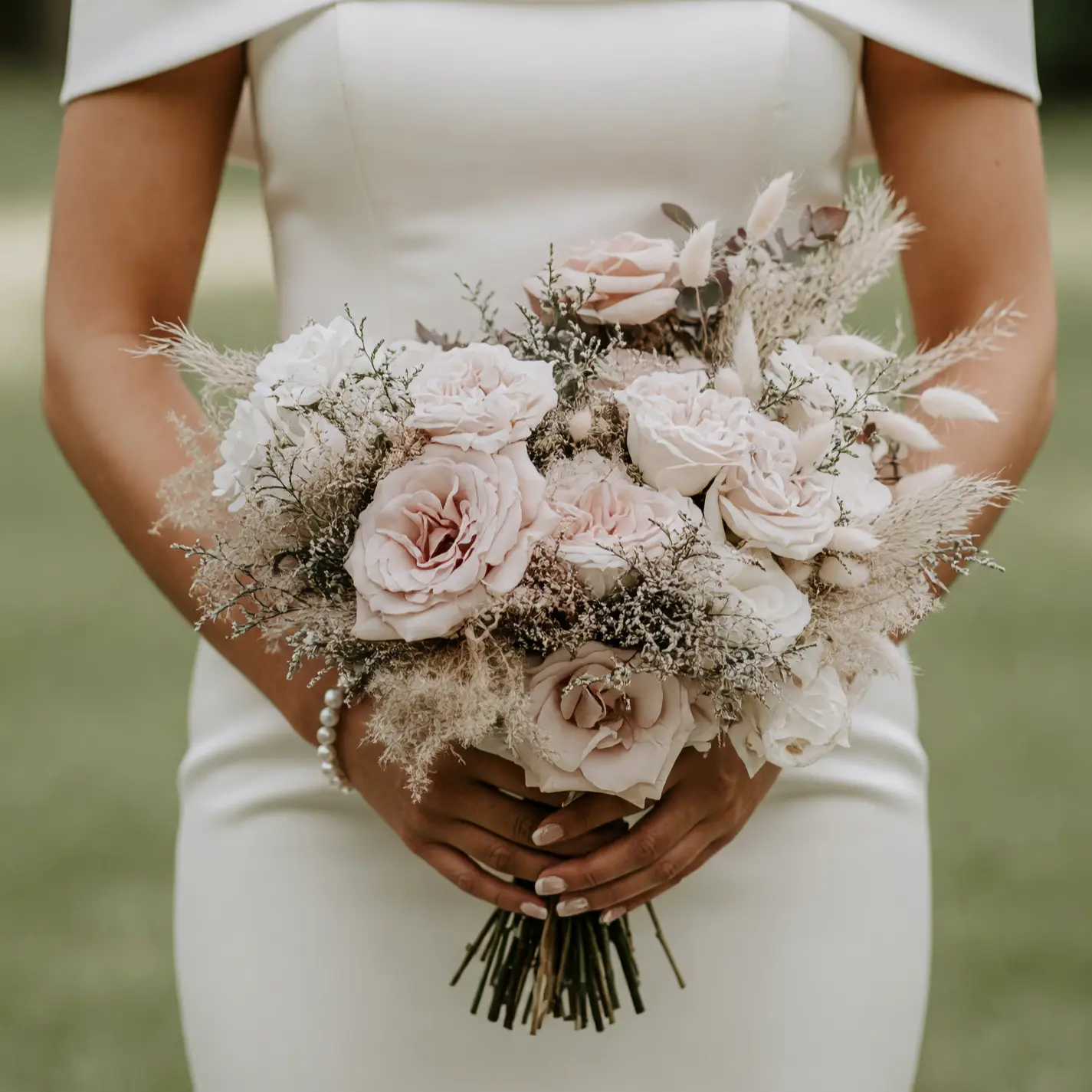 Pink Wedding Bouquet with Boho Style Flowers