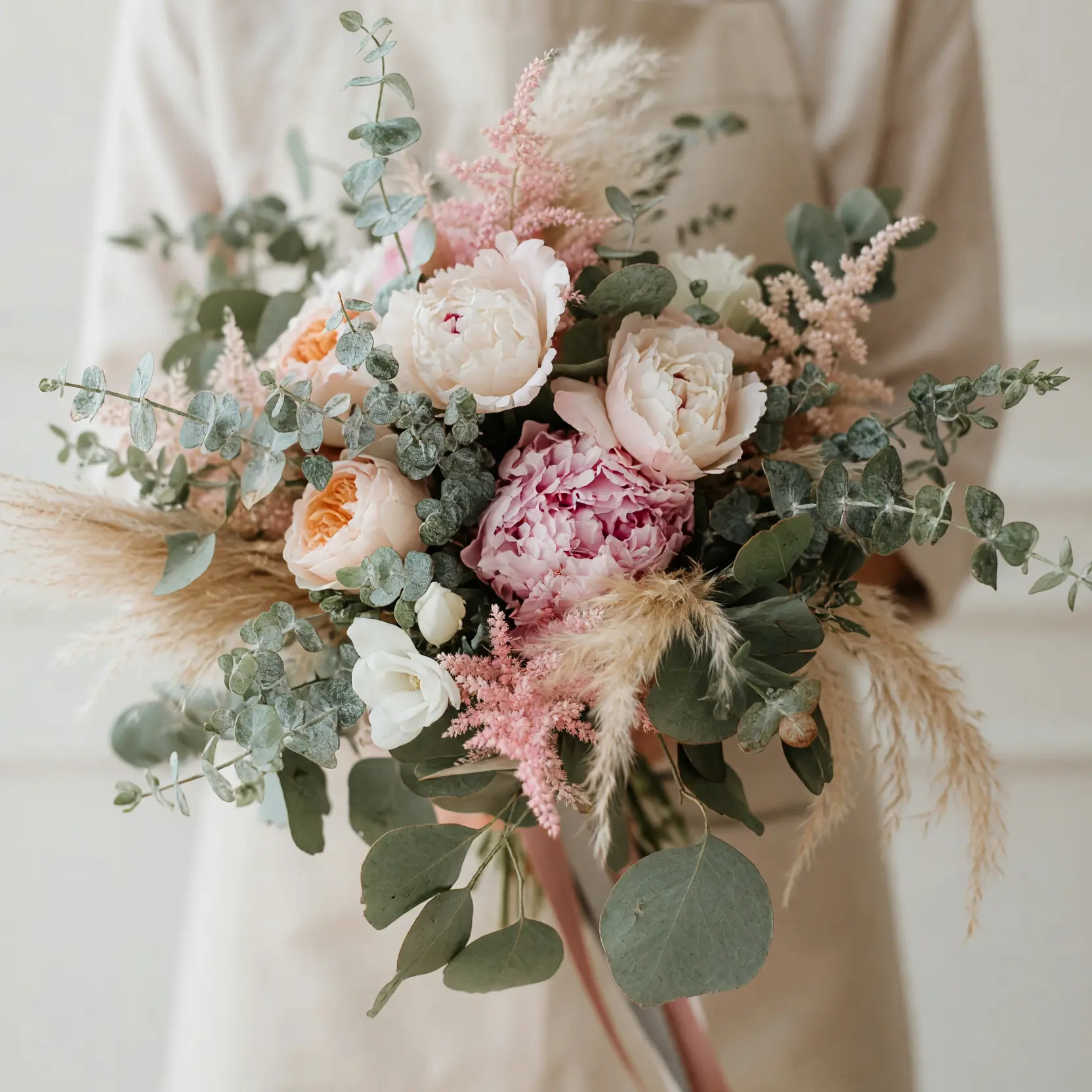 Pink Wedding Bouquet with Romantic Bridal Blooms