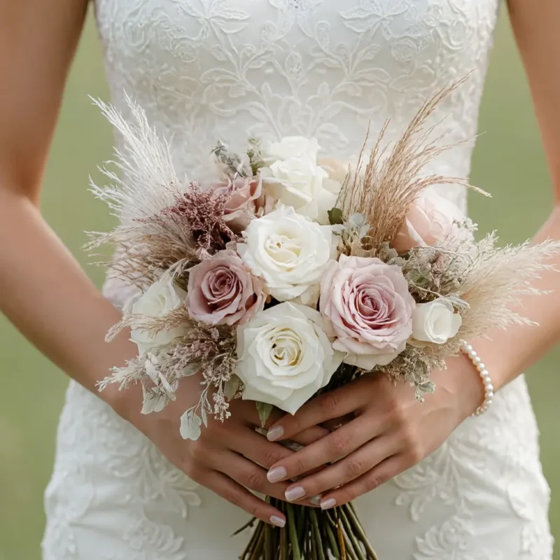 Pink Wedding Bouquet Rustic Romance