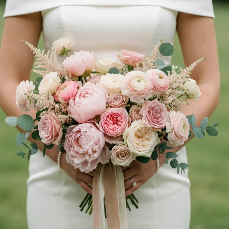 Pink Wedding Bouquet Garden Romance