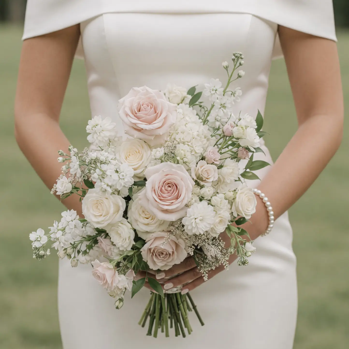 Pink Wedding Bouquet with Classic Blush Roses