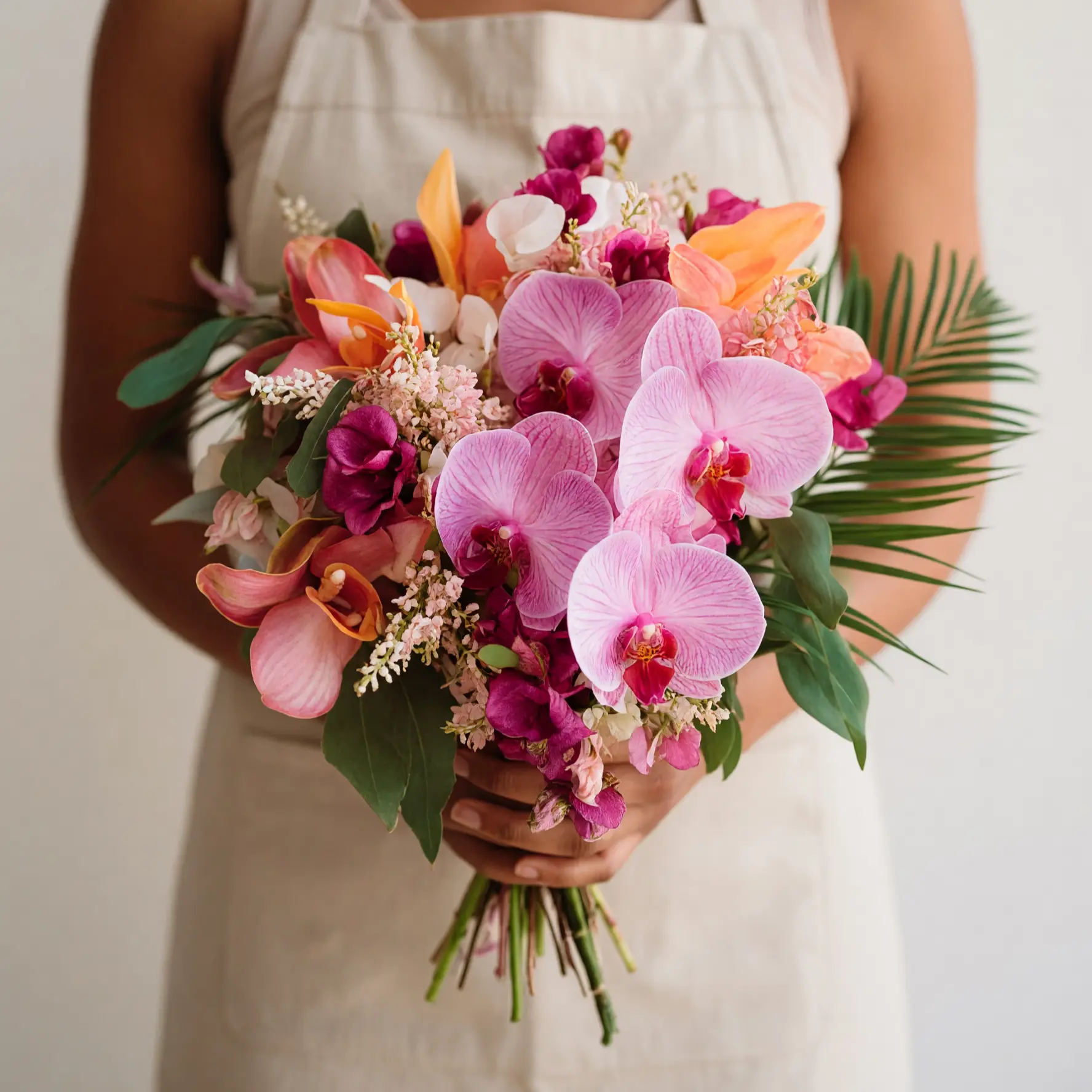 Pink Wedding Bouquet with Tropical Orchid Bliss