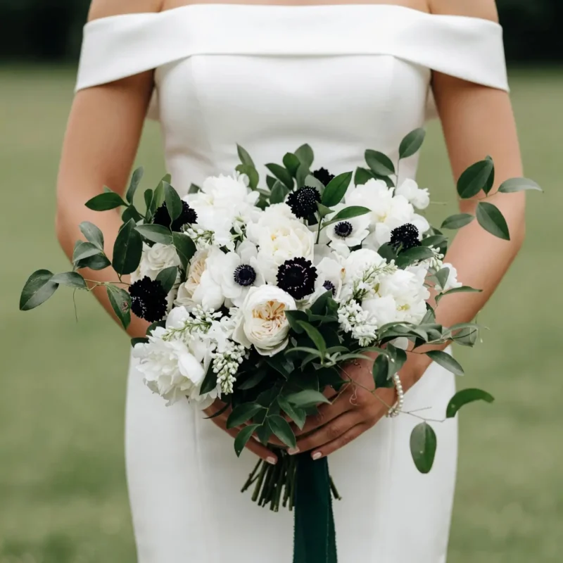 Anemone Wedding Bouquet Black Romance