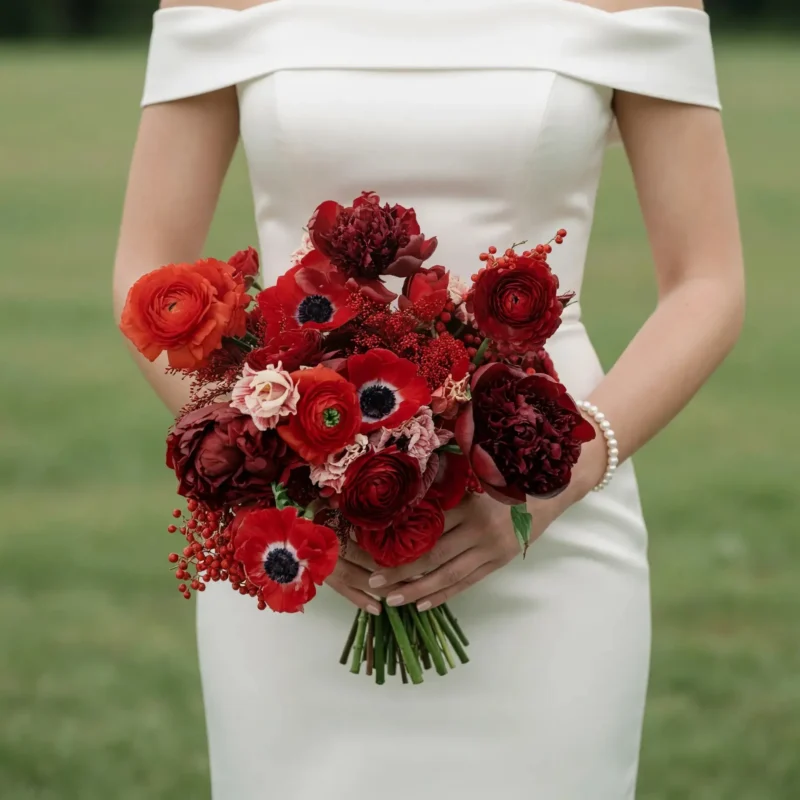 Anemone Wedding Bouquet Crimson Passion