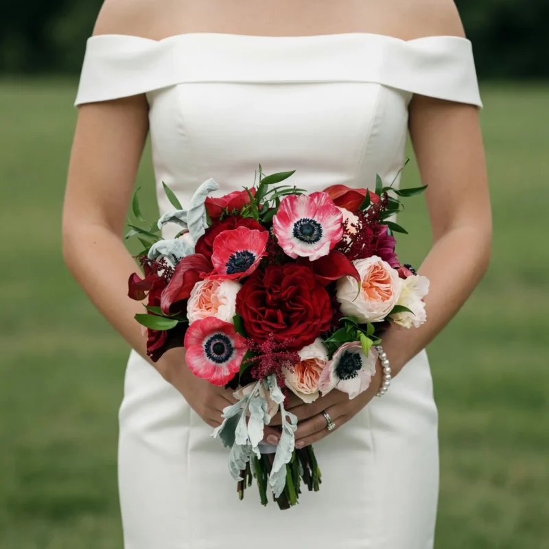 Red Wedding Bouquet Blushing Romance