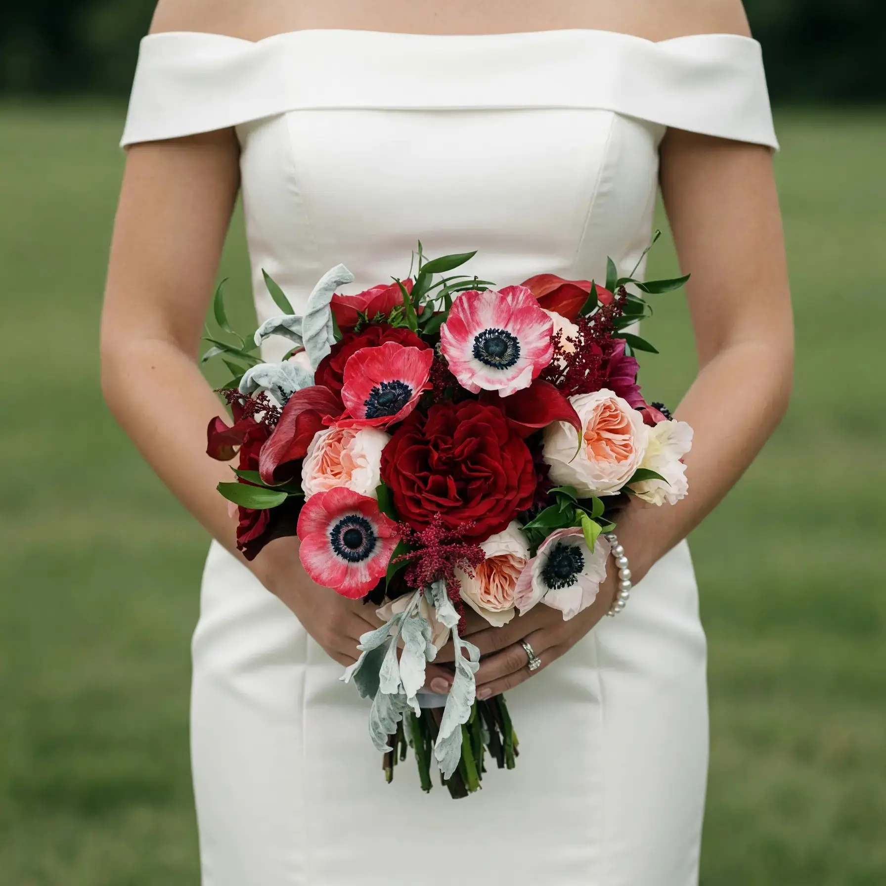 Anemone Wedding Bouquet Ruby Elegance