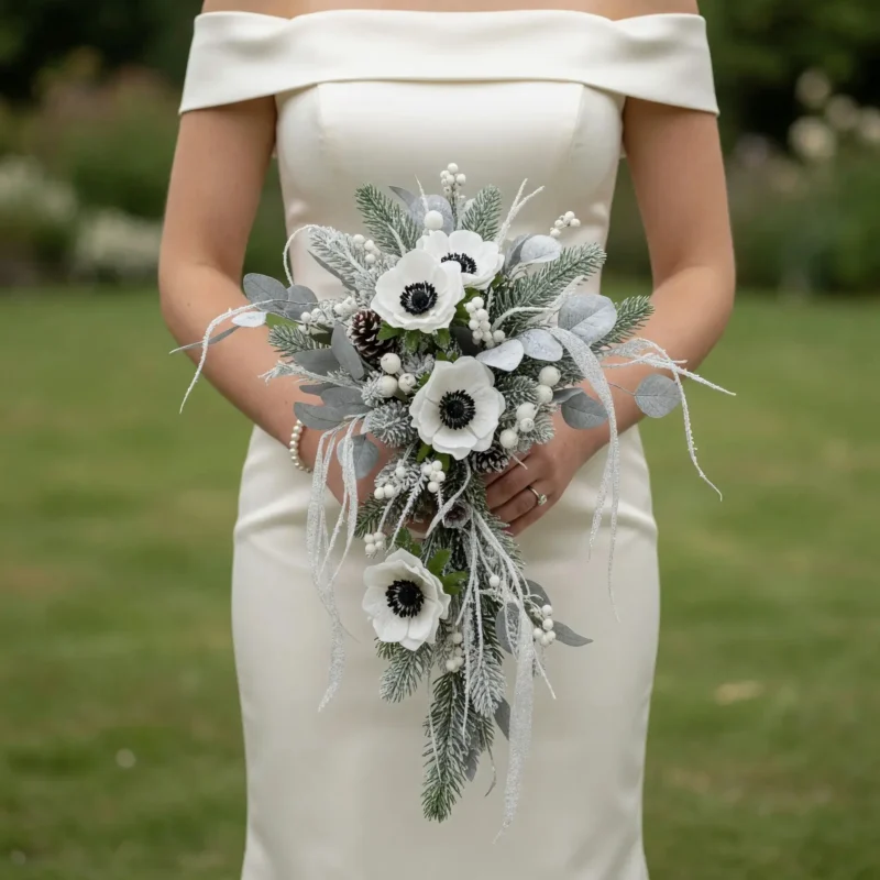 Anemone Wedding Bouquet Frosted Cascade