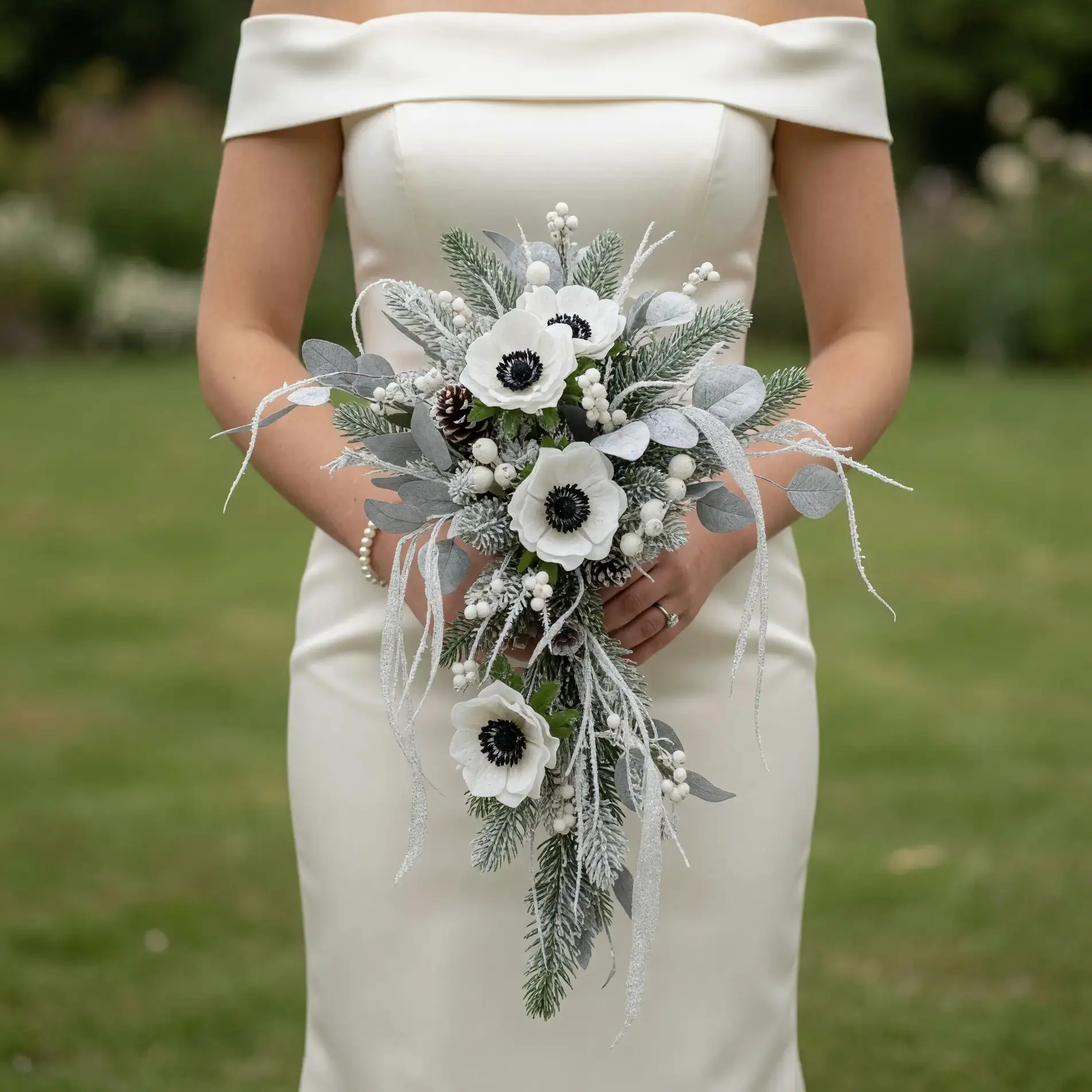 Anemone Wedding Bouquet Frosted Cascade