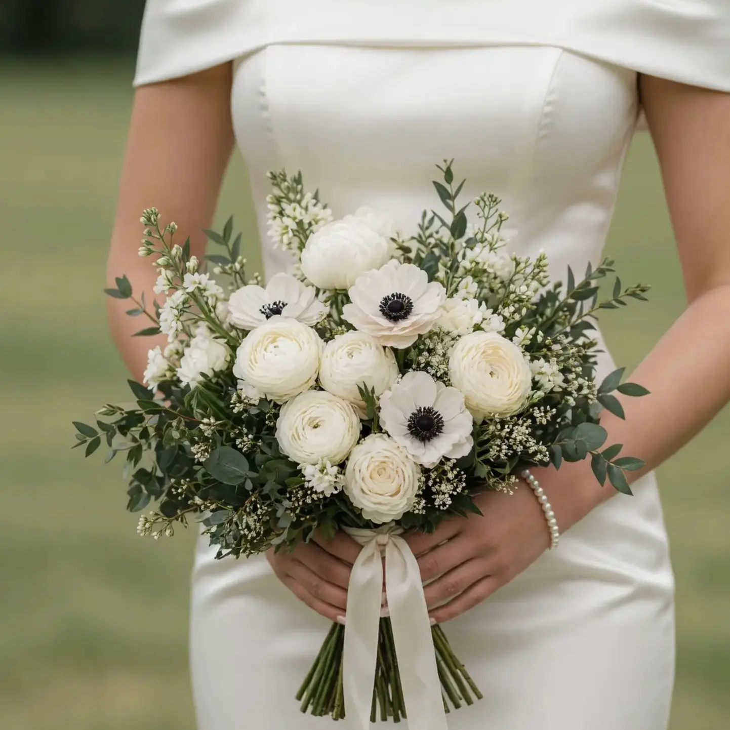 Anemone Wedding Bouquet Garden Ivory