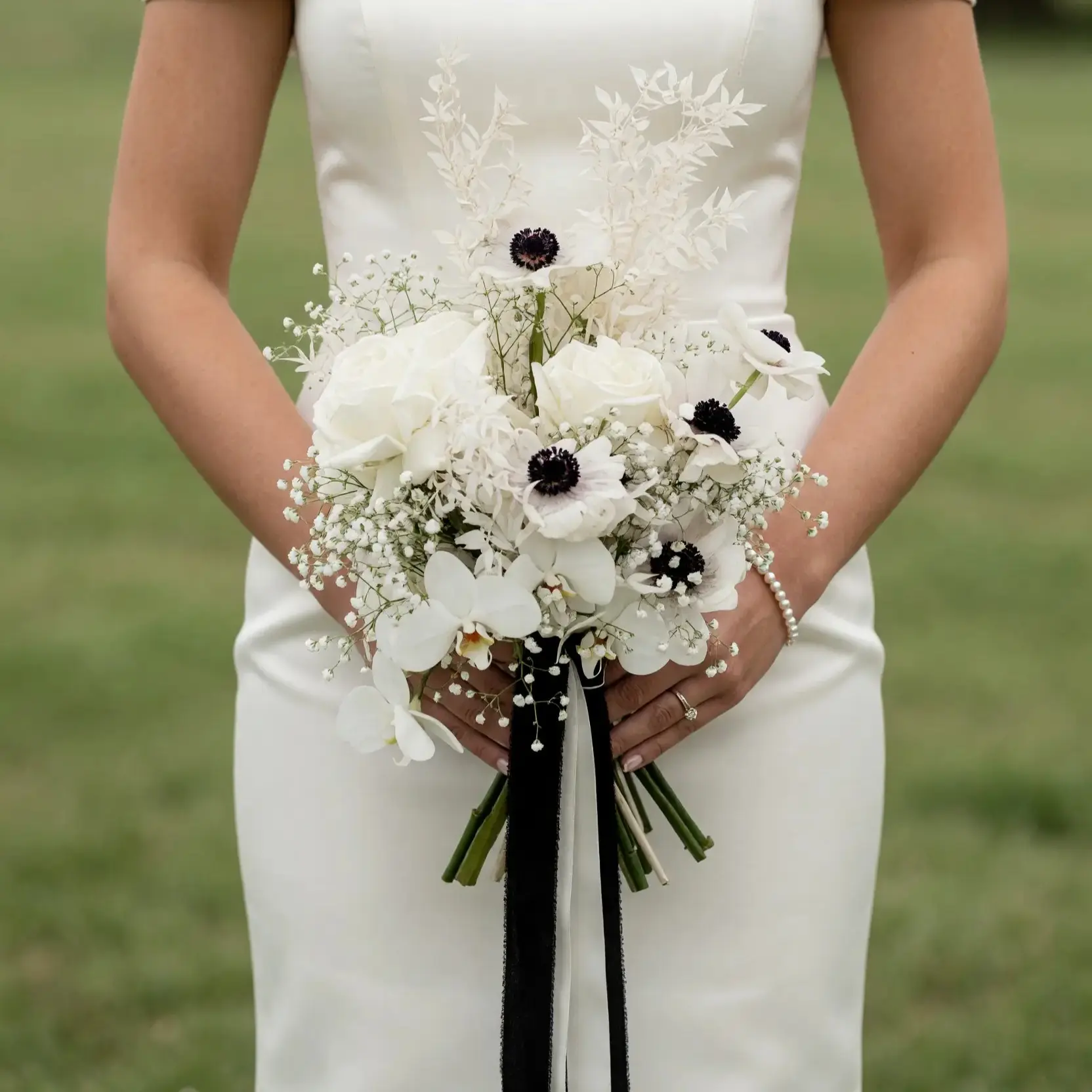 Anemone Wedding Bouquet Midnight Pearl