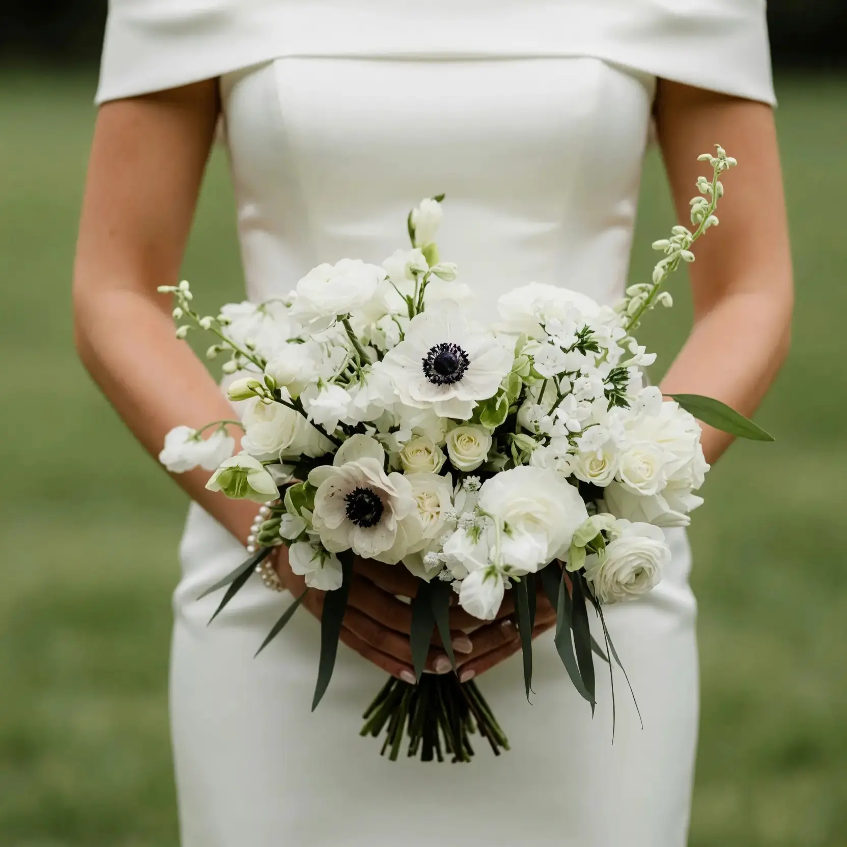 Anemone Wedding Bouquet Snow Romance