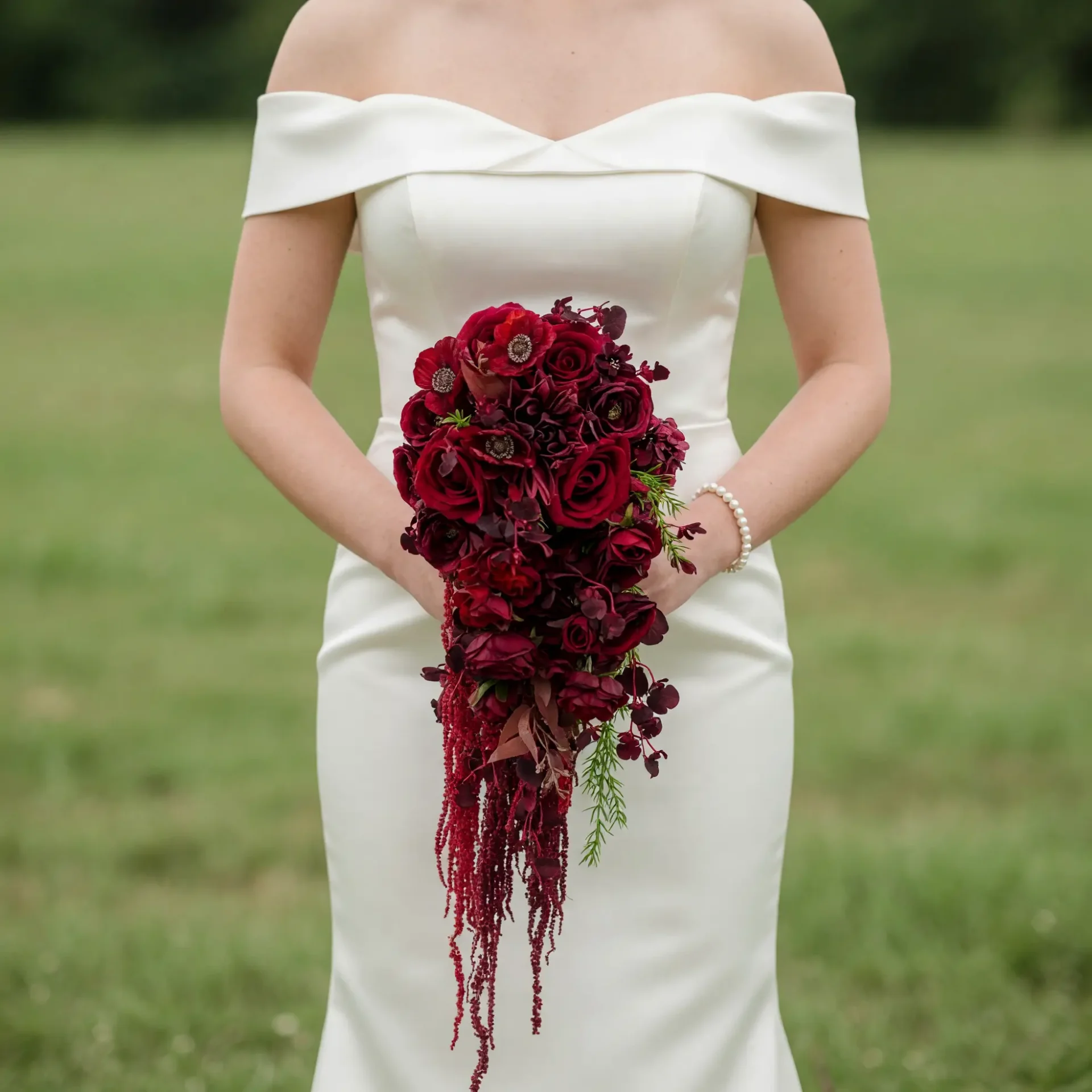 Red Wedding Bouquet Midnight Romance Cascade