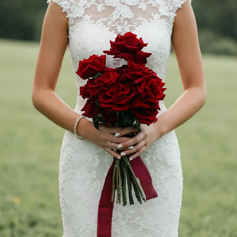 Red Wedding Bouquet Classic Crimson Roses