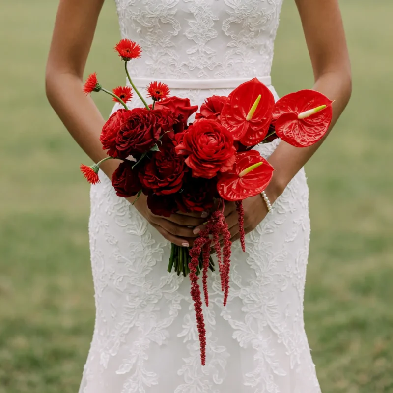 Red Wedding Bouquet Scarlet Anthurium Grace