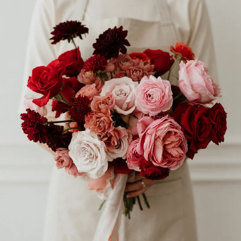 Red Wedding Bouquet Blush Romance Bloom
