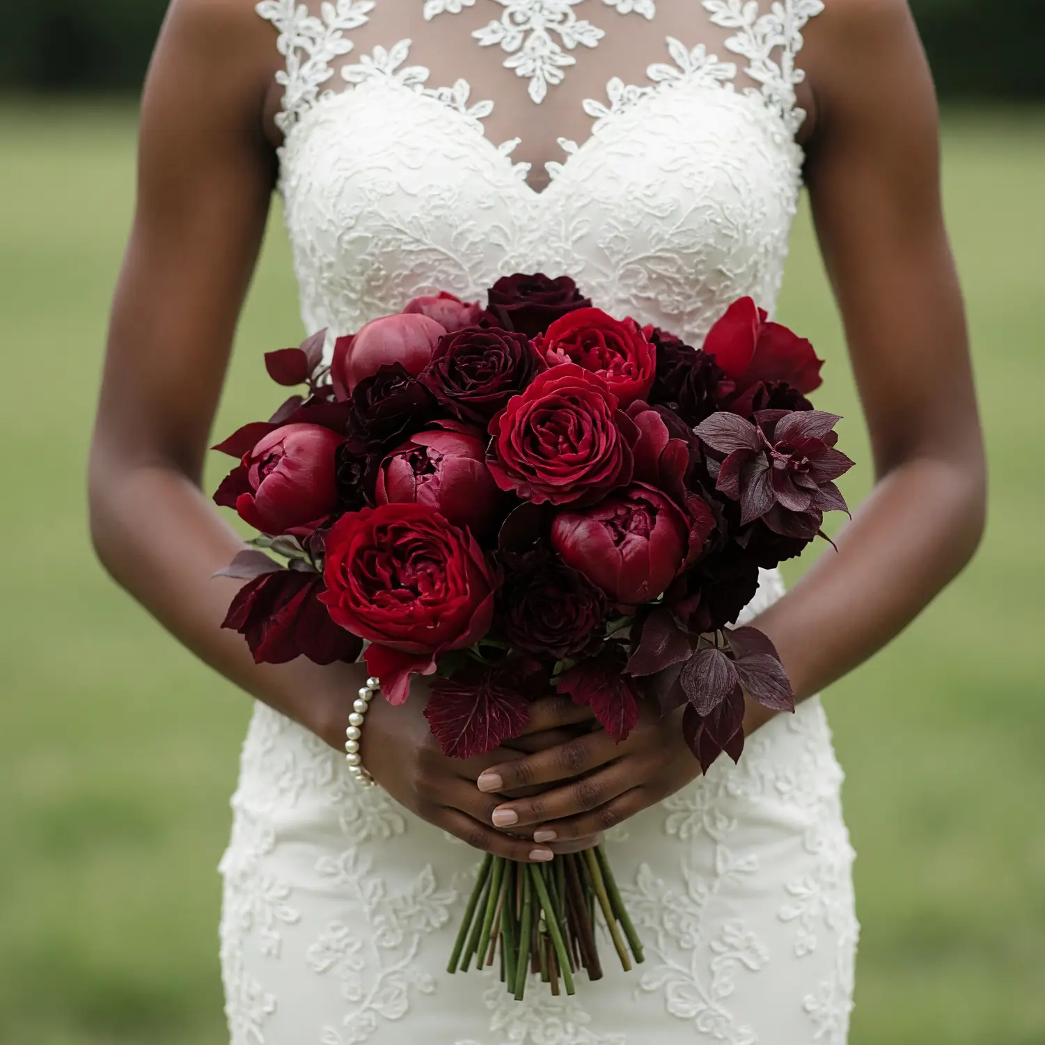Red Wedding Bouquet Burgundy Peony Luxe