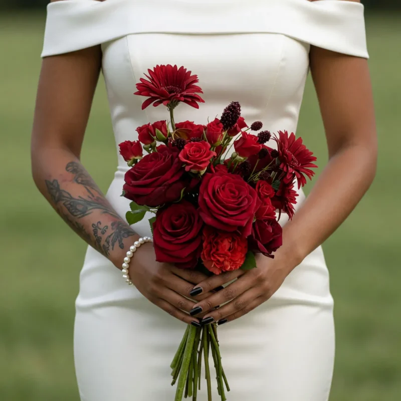 Red Wedding Bouquet Ruby Garden Elegance