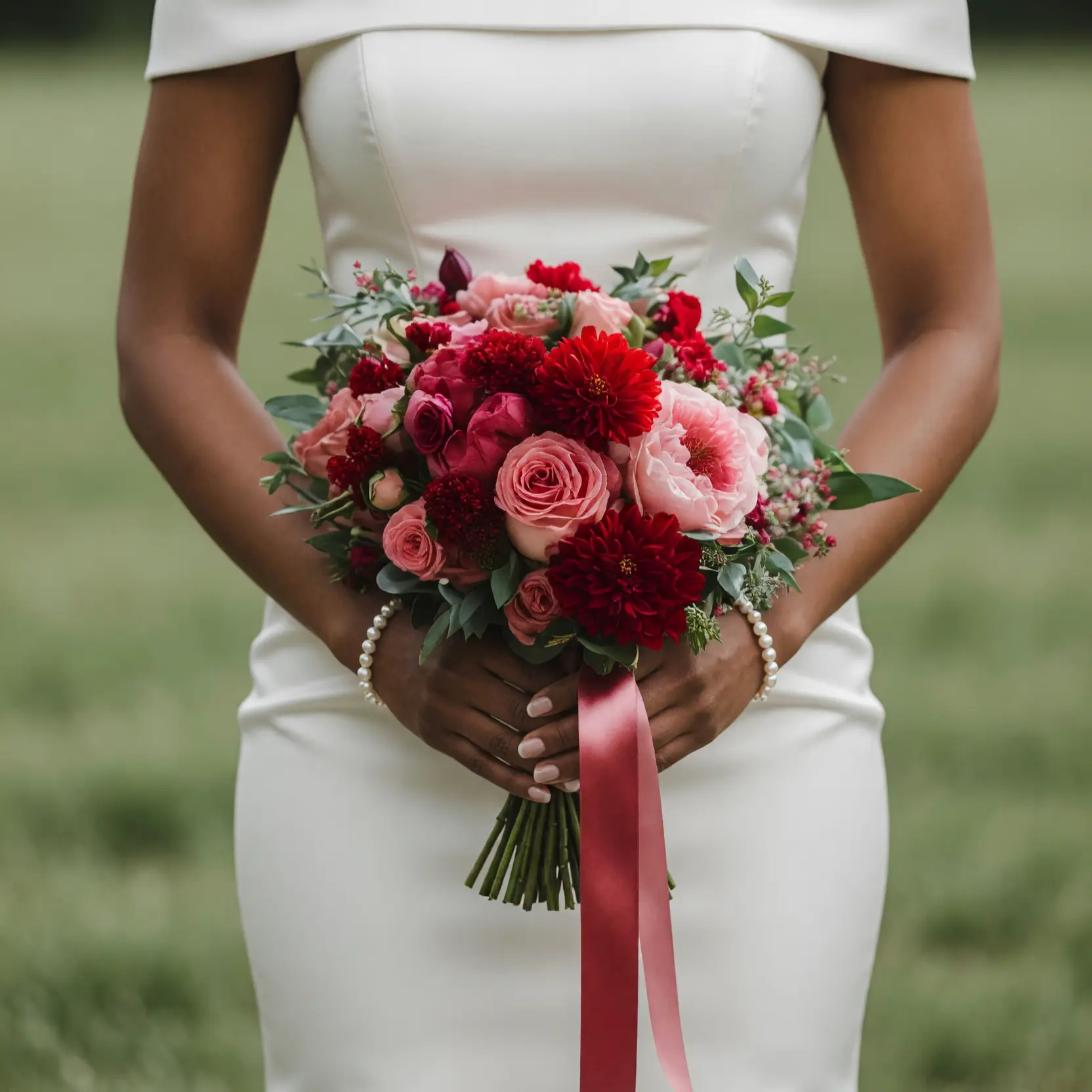 Red Wedding Bouquet Blush Crimson Harmony