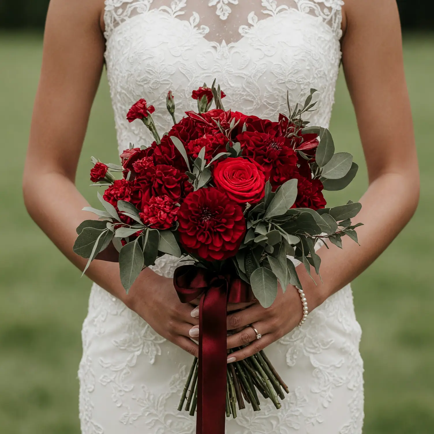 Red Wedding Bouquet Crimson Garden Charm