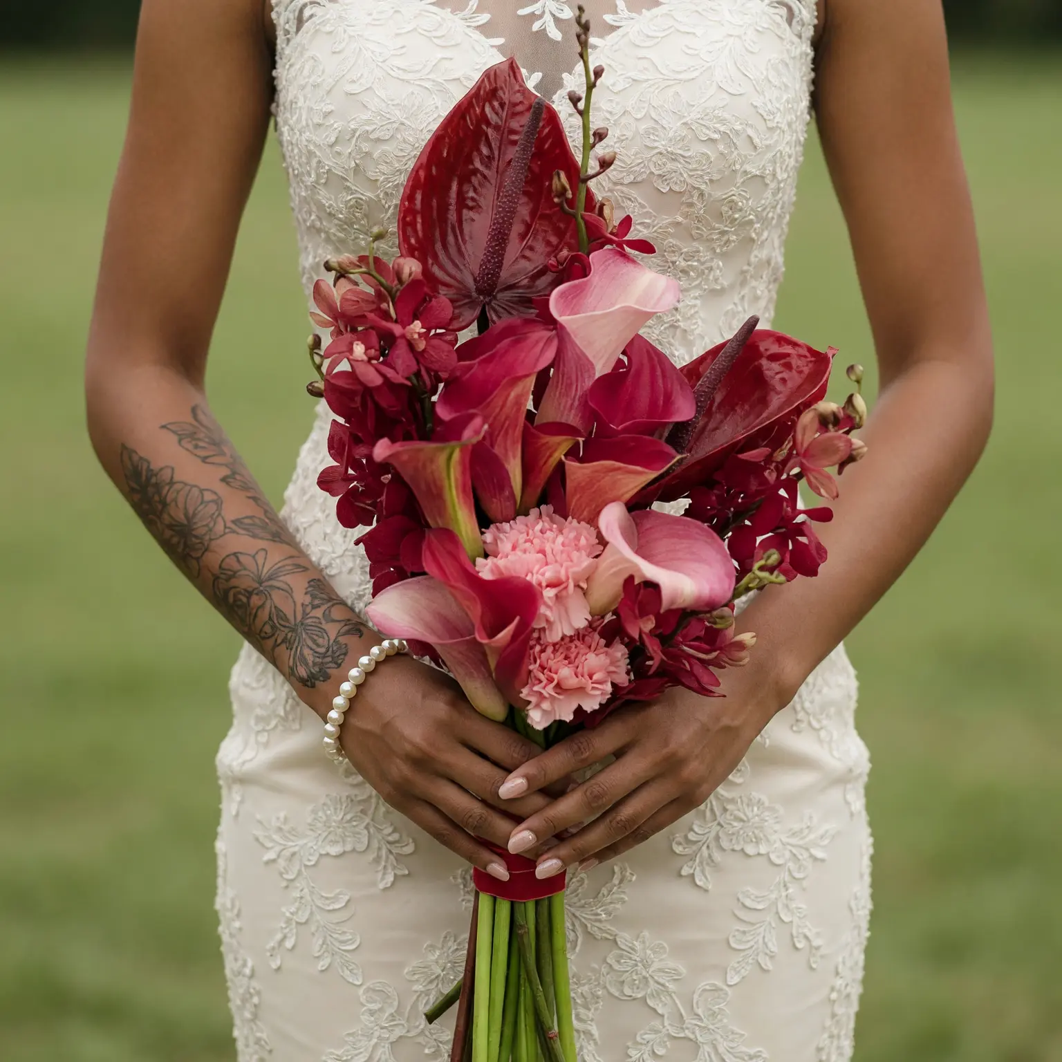 Red Wedding Bouquet Tropical Blush Elegance