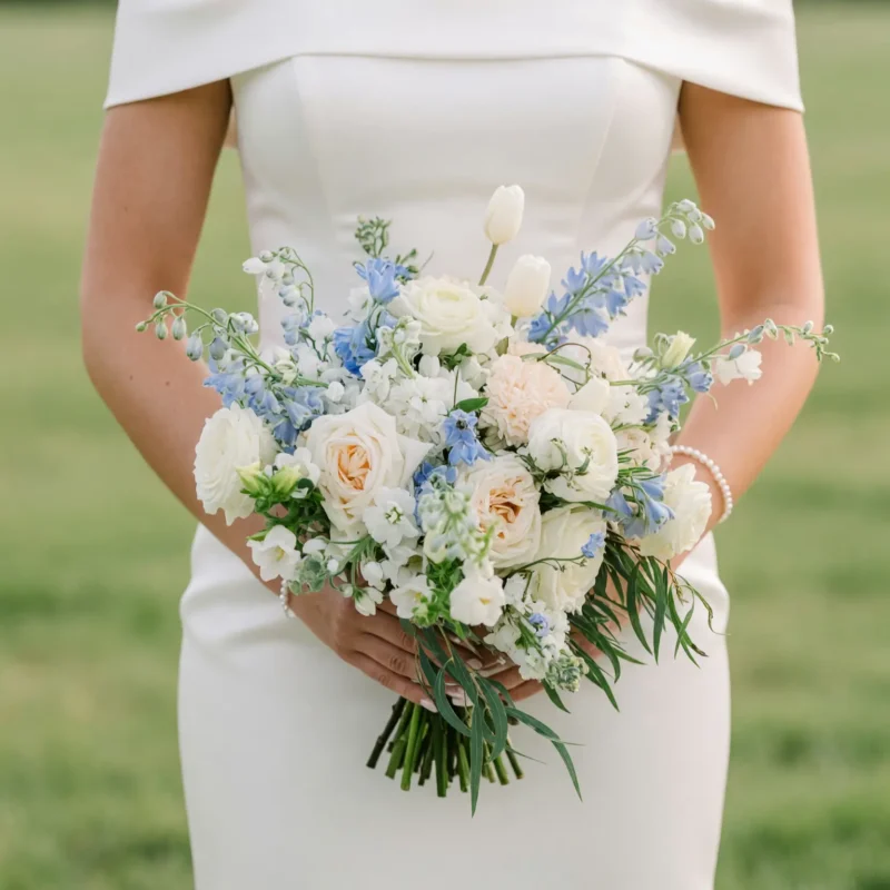 Beach Wedding Bouquets Blue Delphinium Tulip Garden