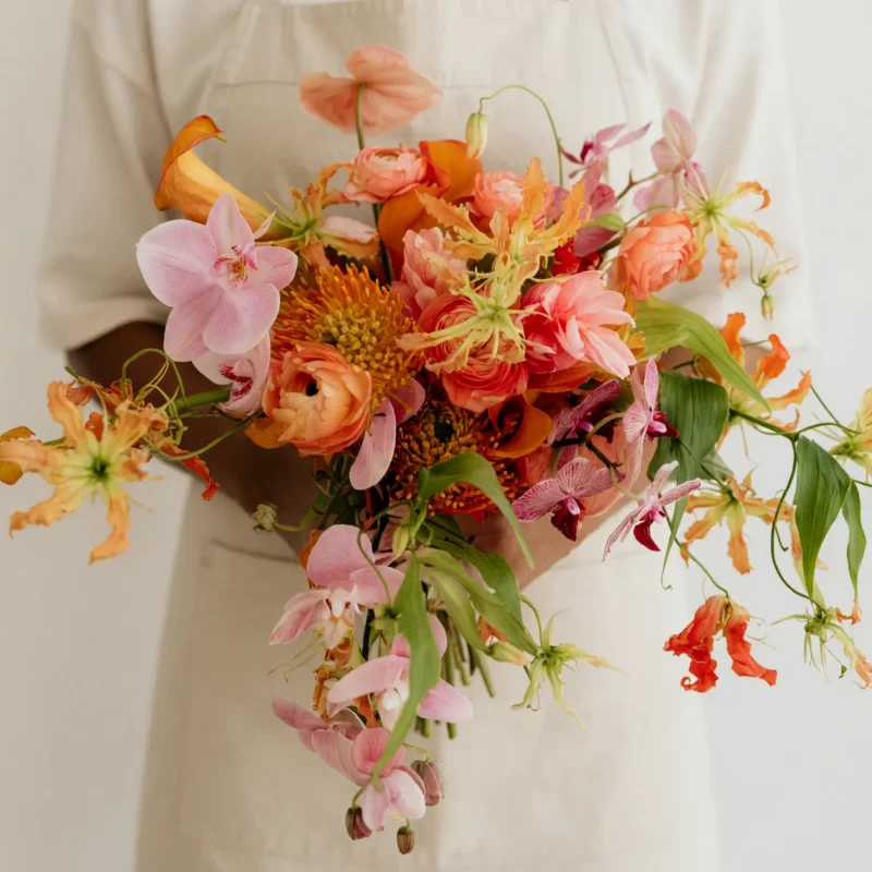 Beach Wedding Bouquets Coral Orchid Wildfire