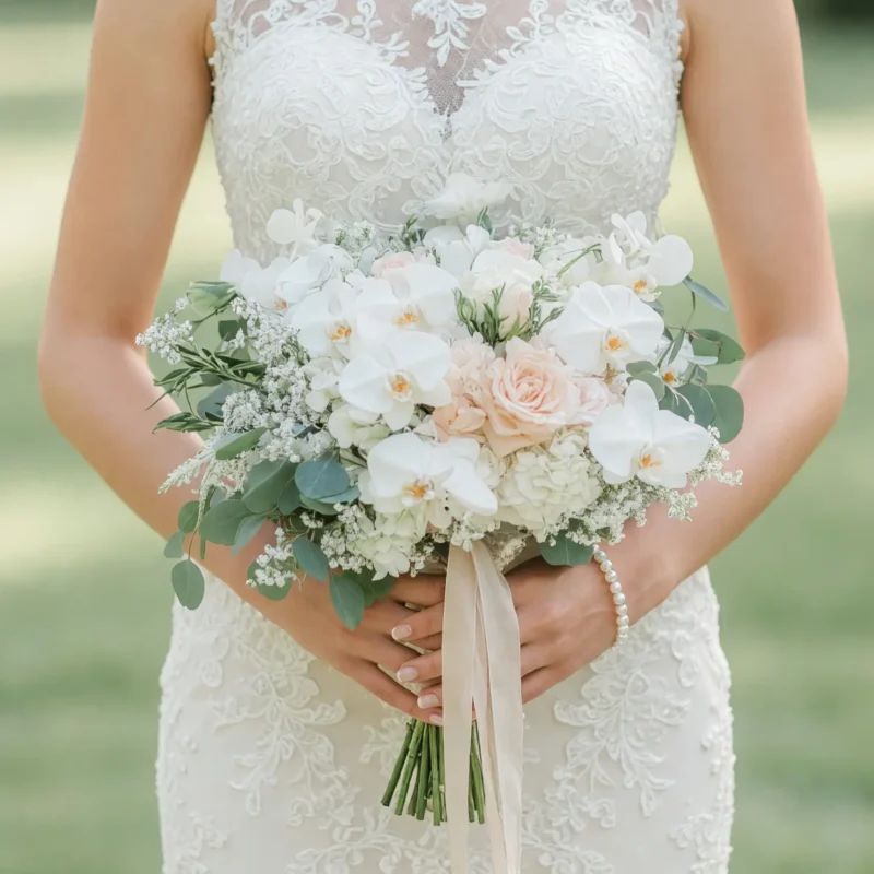 Beach Wedding Bouquets White Orchid Blush Rose