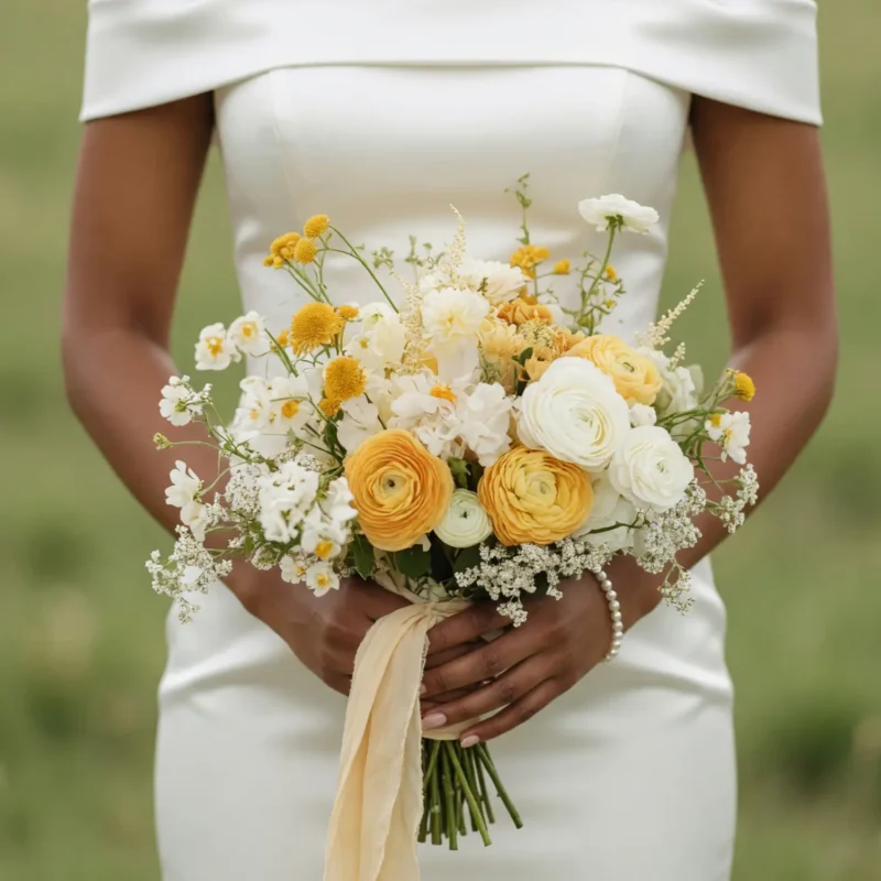 Yellow Wedding Bouquets Honeyed Garden Ribbon