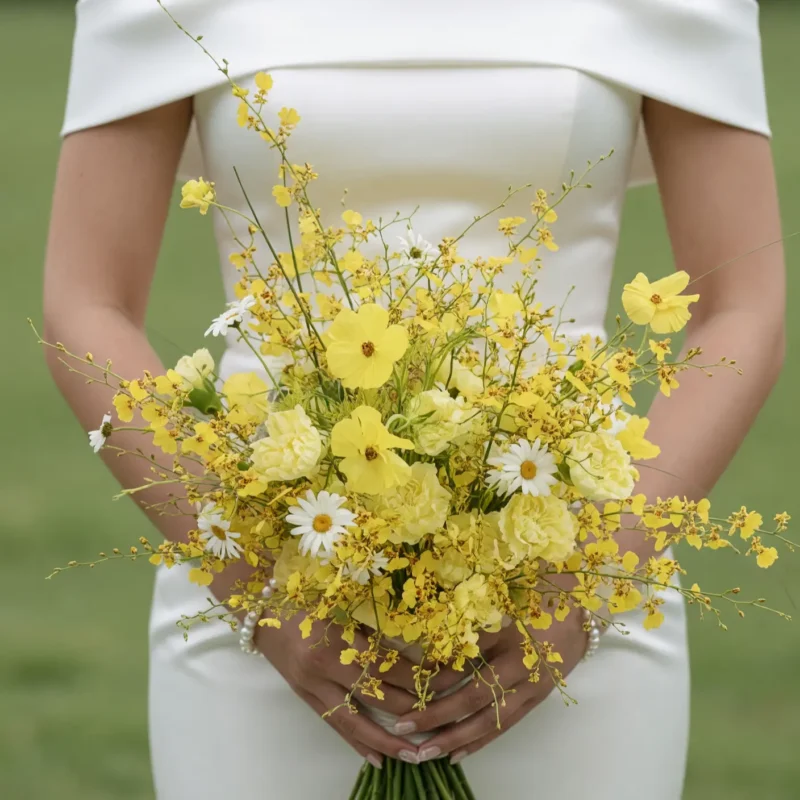 Yellow Wedding Bouquets Buttercup Daisy Wildflower