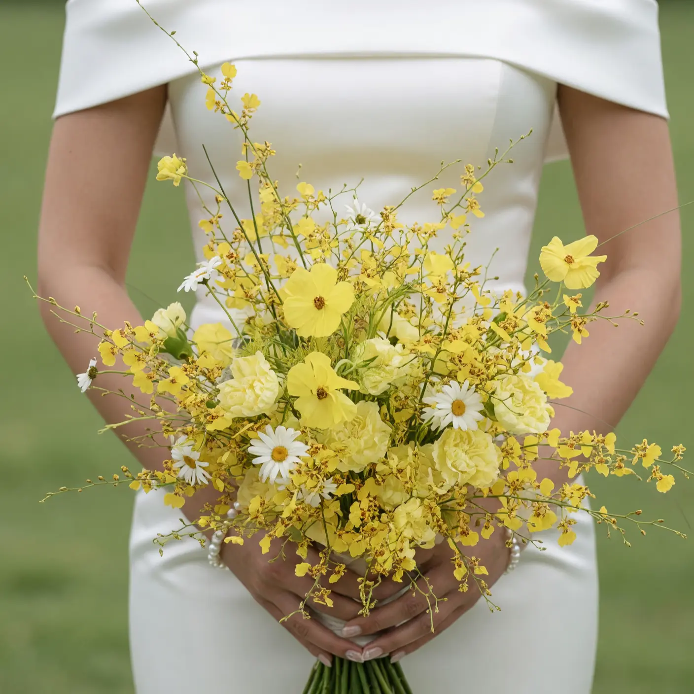 Yellow Wedding Bouquet Buttercup Daisy Wildflowers