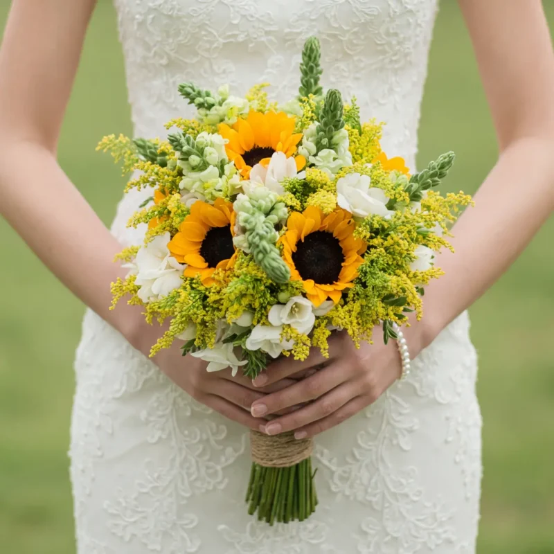 Yellow Wedding Bouquets Sunflower Meadow Glow