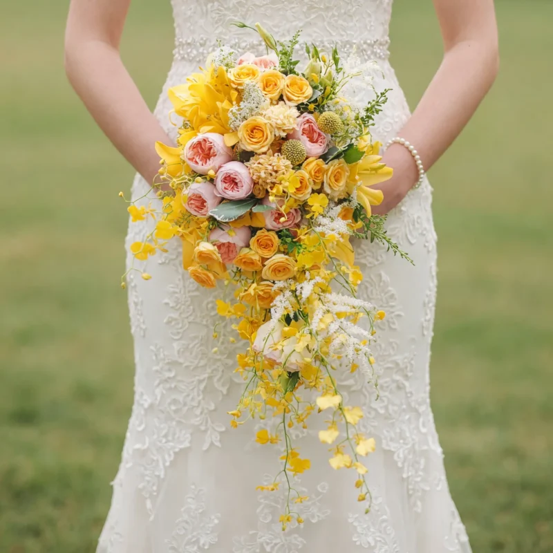 Yellow Wedding Bouquets Golden Blush Garden Cascade