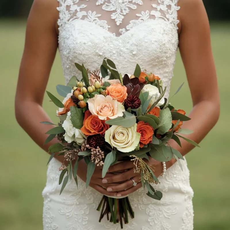 Orange Wedding Bouquets Wild Amber Elegance