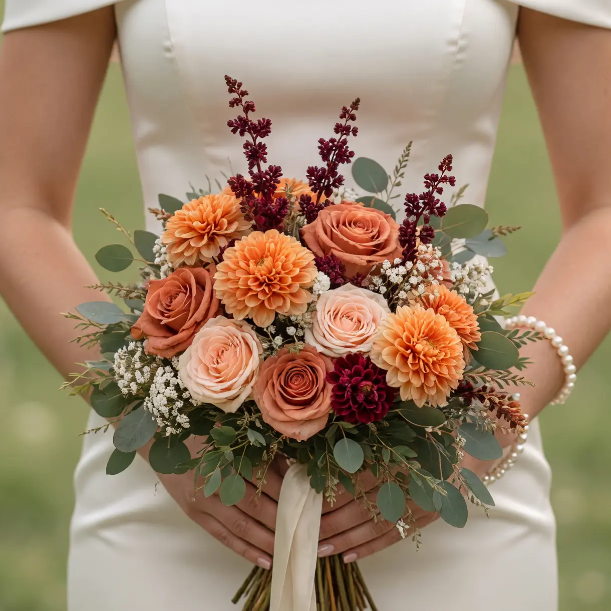 Orange Wedding Bouquets Dahlia Harvest Glow