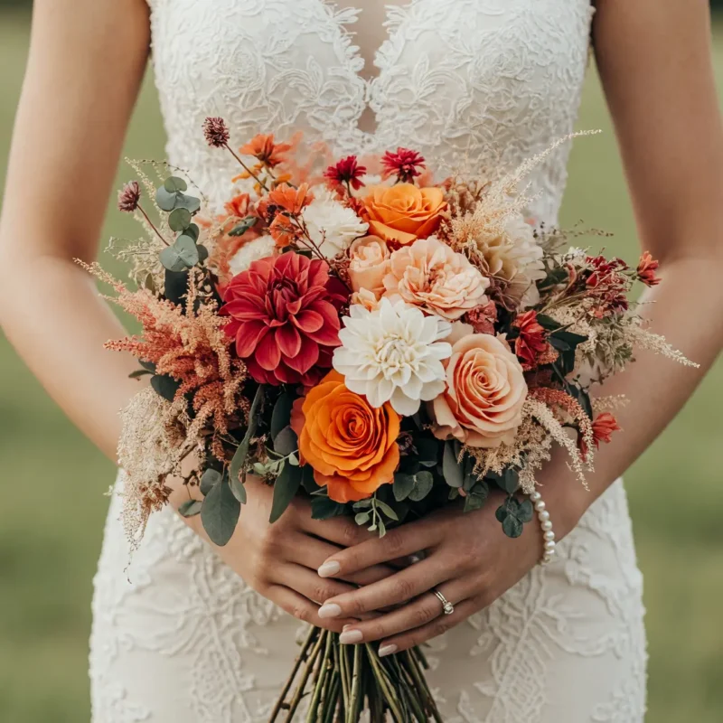Orange Wedding Bouquets Velvet Dahlia Garden