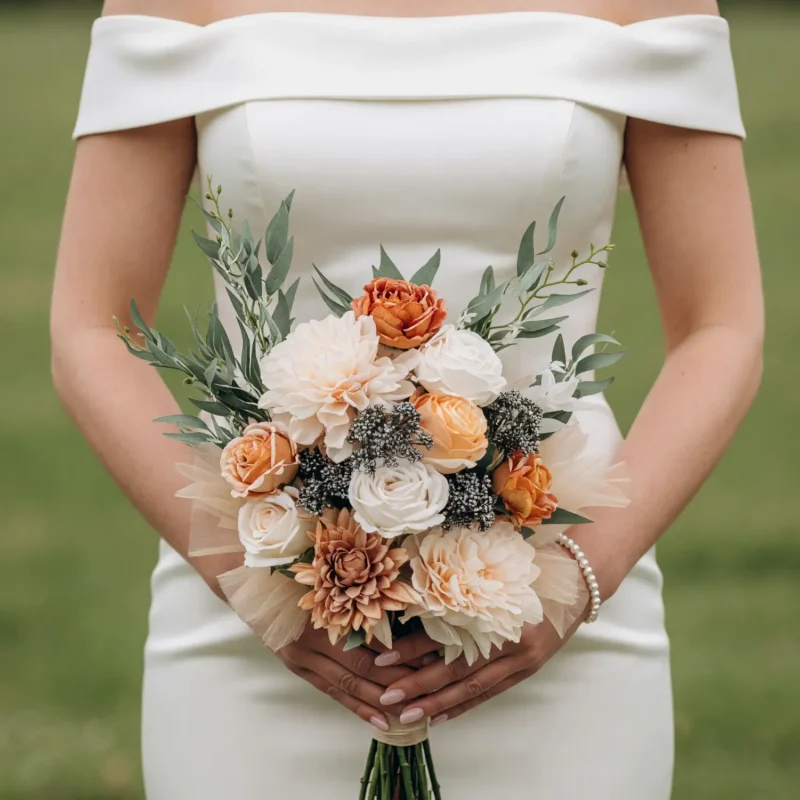 Orange Wedding Bouquets Champagne Garden Whisper