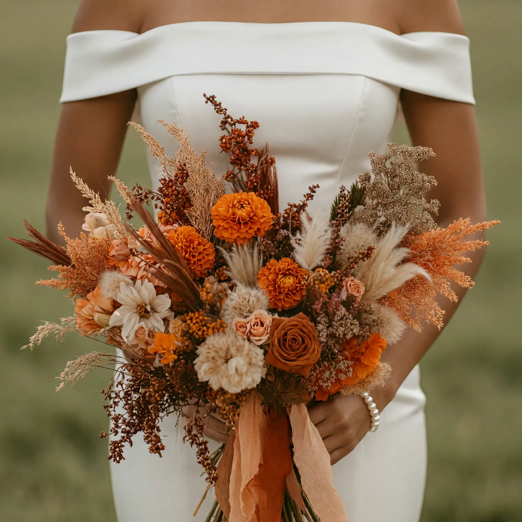 Orange Wedding Bouquets Dried Harvest Poetry