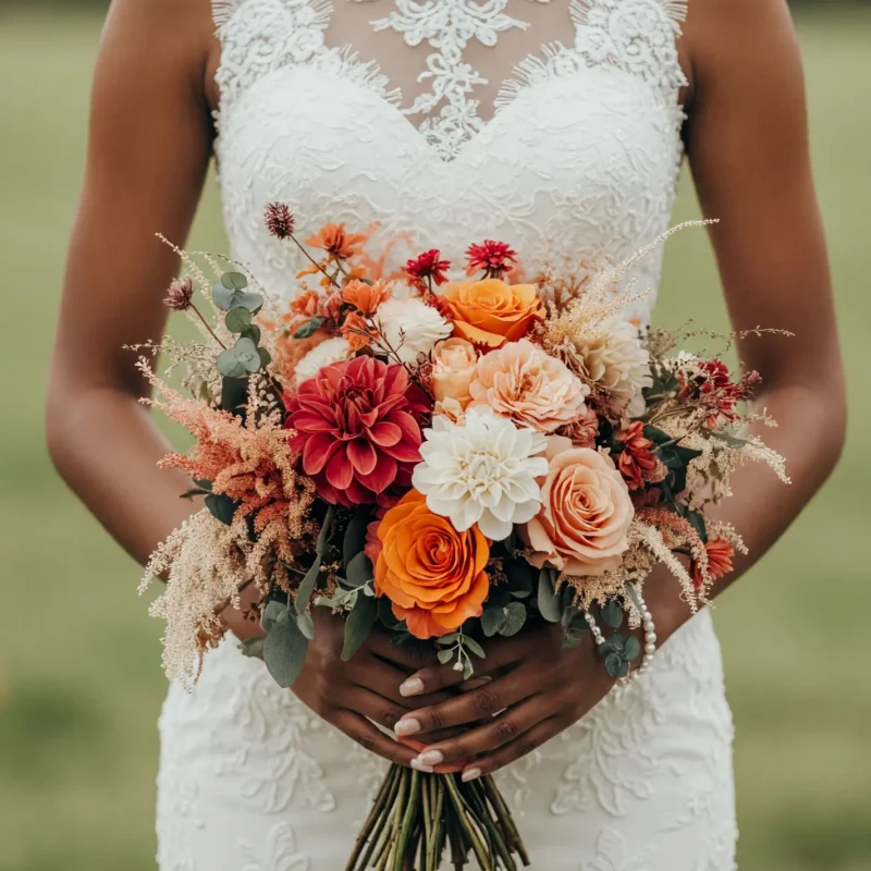 Orange Wedding Bouquets Ember Dahlia Meadow
