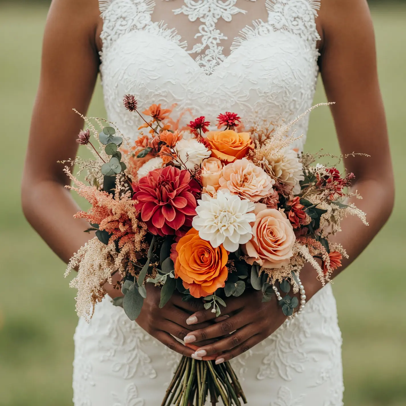 Orange Wedding Bouquets Ember Dahlia Meadow